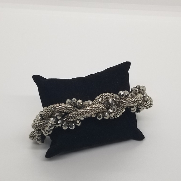 Alfani silver tone mesh chain bracelet with gunmetal beads - Picture 1 of 4